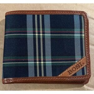 Bosi Genuine Leather Bifold Wallet Plaid
